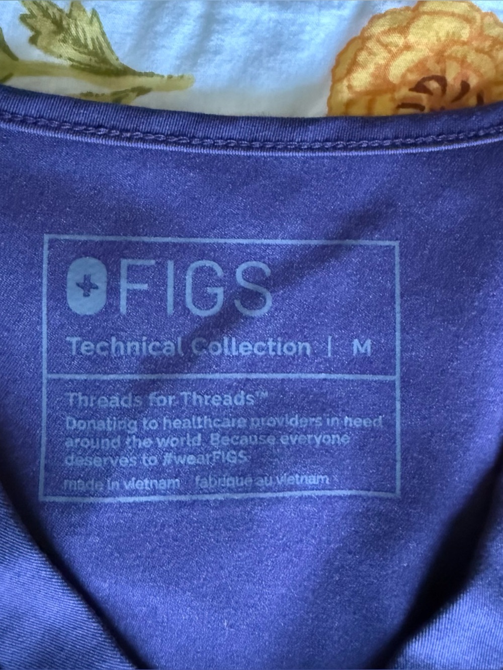 FIGS Women's V-Neck Scrub Top in Deep Purple - Picture 2 of 3